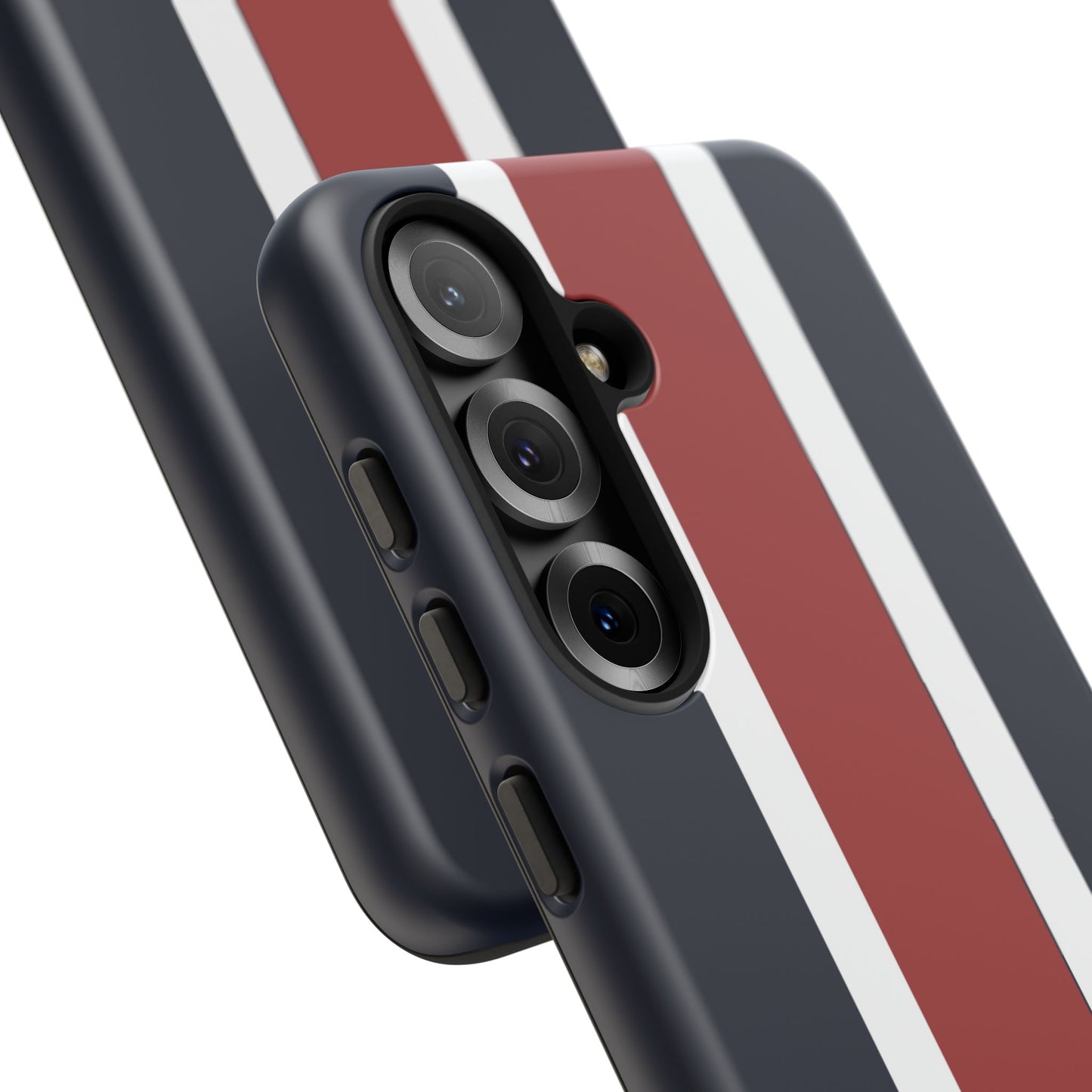 Lunar Midnight & Red-White Striped Stylish Phone Case - Tough Cases, Custom iPhone Cover, Sleek Phone Accessories, Gifts for Him/Her