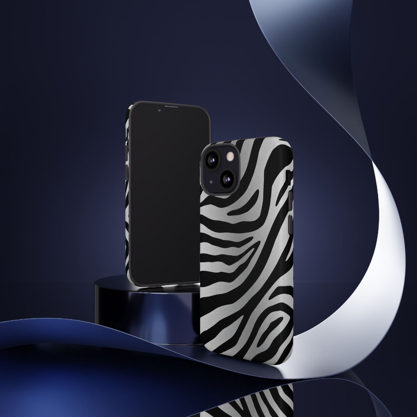 Zebra Print Tough Phone Case - Silver