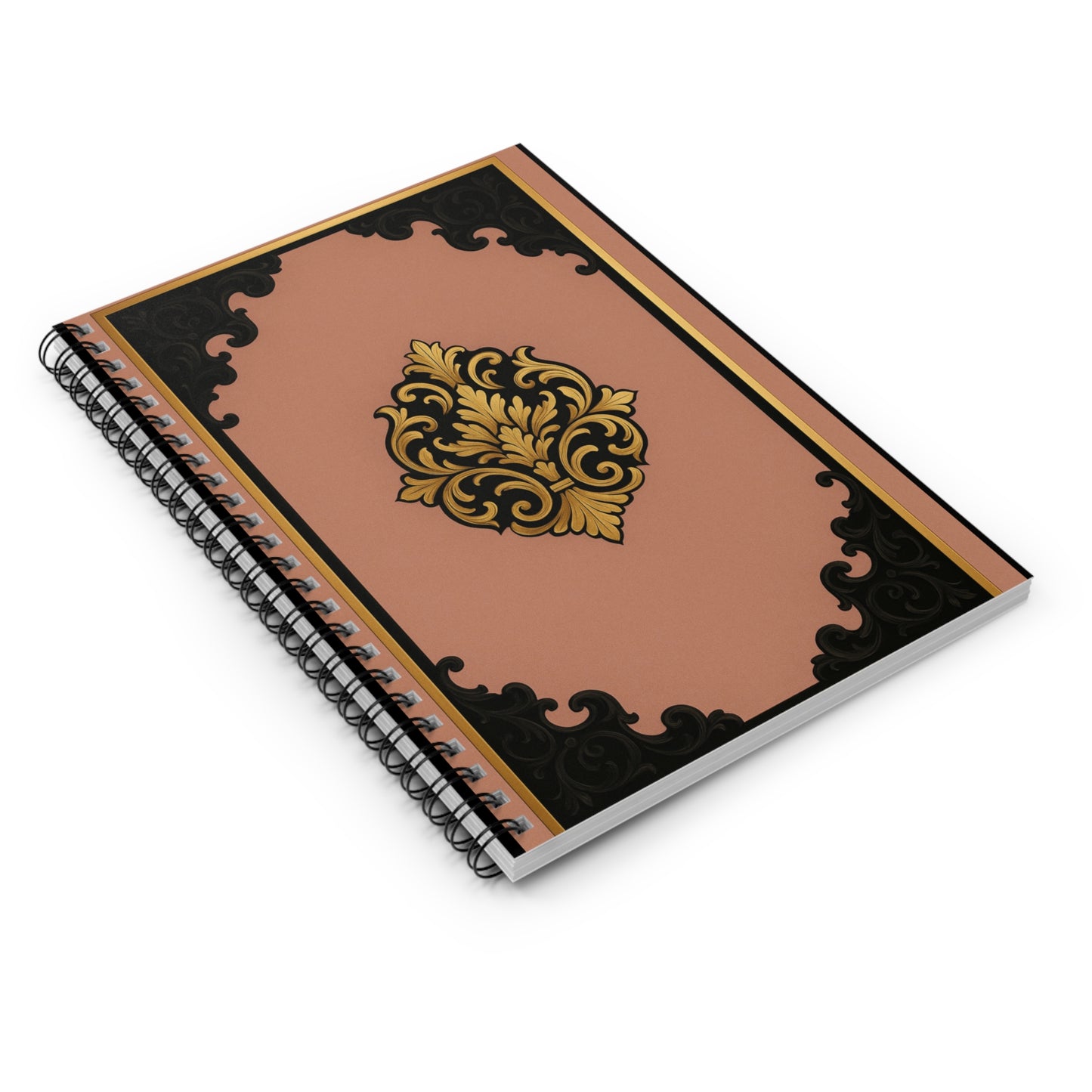 Mauve & Black-Gold Baroque Vintage Spiral Notebook — Ruled Journal for Notes & Gifts