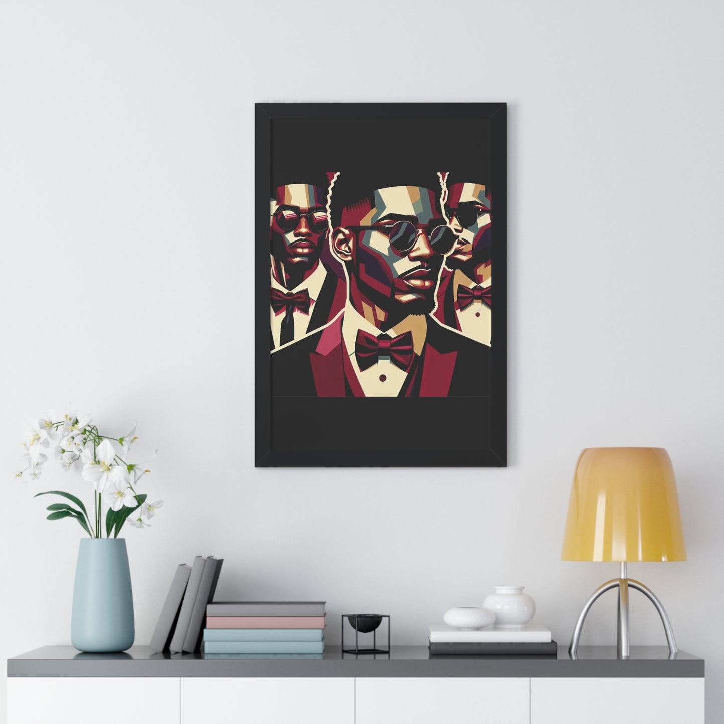 Stylish Framed Vertical Poster - Modern Art for Home Decor - Man In Burgundy Suit