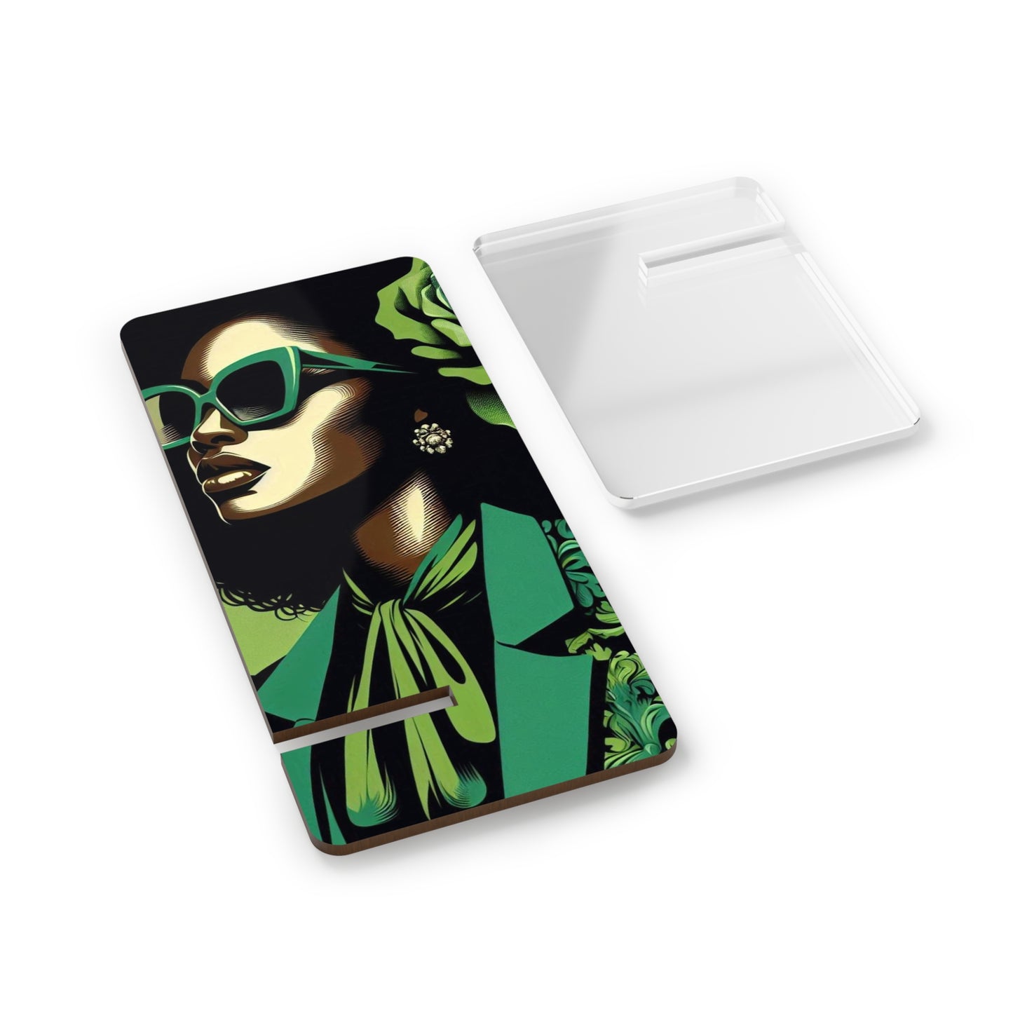 Chic Smartphone Display Stand, Stylish Phone Holder, Desk Accessory, Modern Decor, Gift for Her, Office Essentials - Lady in Green Damask
