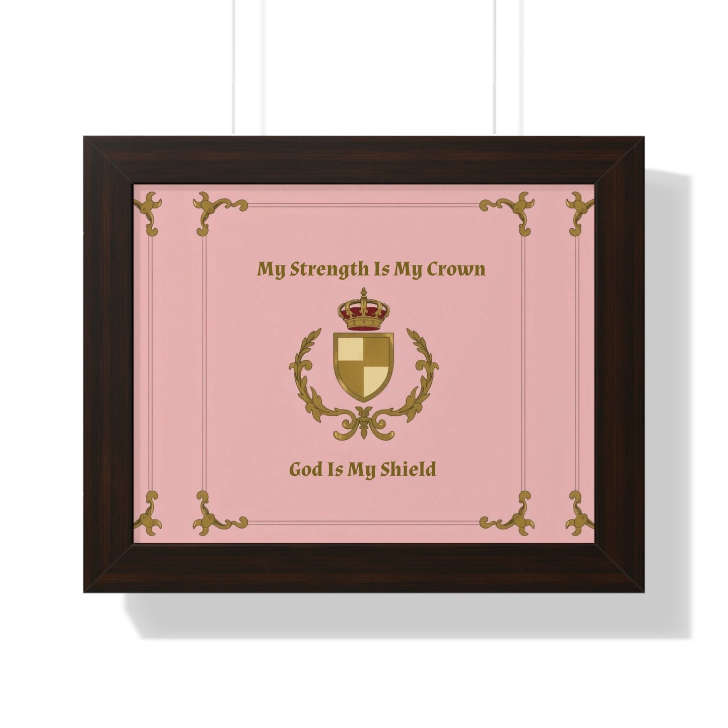 Crest & Crown Spiritual Quote Empowering Framed Poster, Inspirational Wall Art, Crown Design, Home Decor, Motivational Gift, Bible Verse Decoration