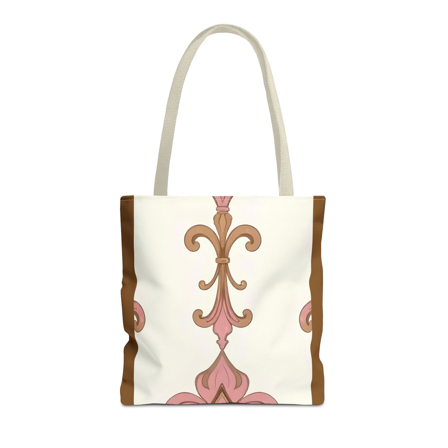 Elegant Floral Tote Bag - Perfect for Everyday Use, Shopping, Gifts, Summer Outings, and Special Occasions - Brown Striped Pink Arabesque