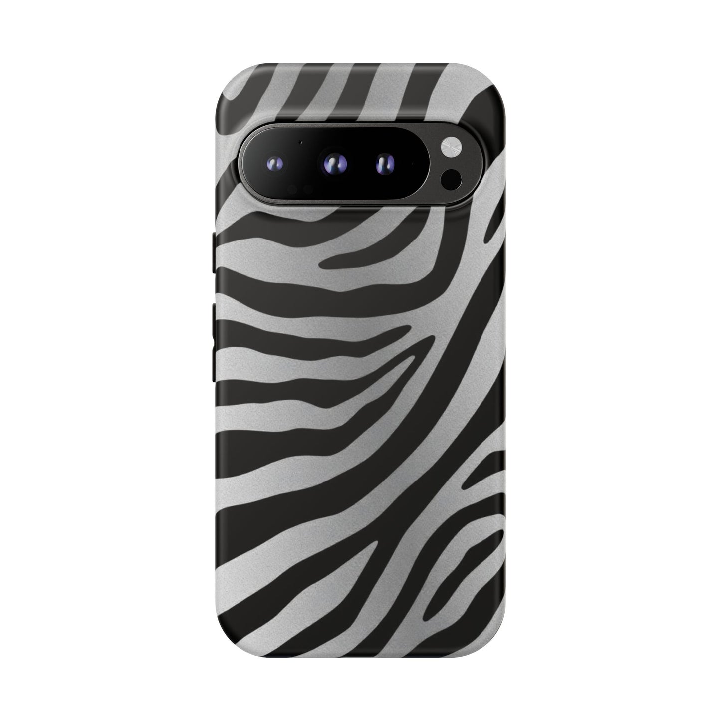 Zebra Print Tough Phone Case - Silver