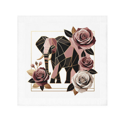 Face Towel - Floral Elephant-Inspired Softness - Brown & Mauve Elephant & Roses Design