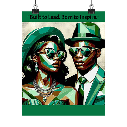 Afro Art Poster - Elegant Matte Vertical Wall Decor - "Built to Lead. Born to Inspire."