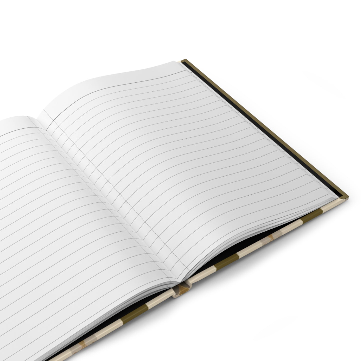 Elegant Floral Motif Hardcover Journal - Stylish Writing Notebook - Olive Striped Gold Damask