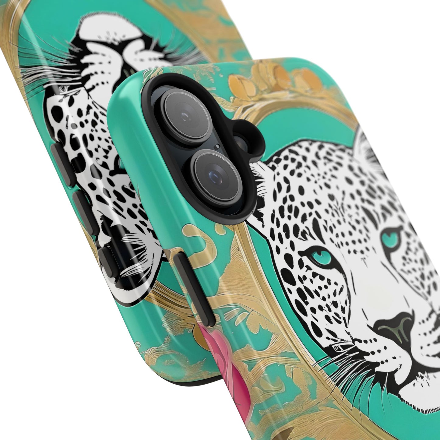 Leopard Tough Phone Case - Trendy Floral Design for Animal Lovers - Leopard & Rose