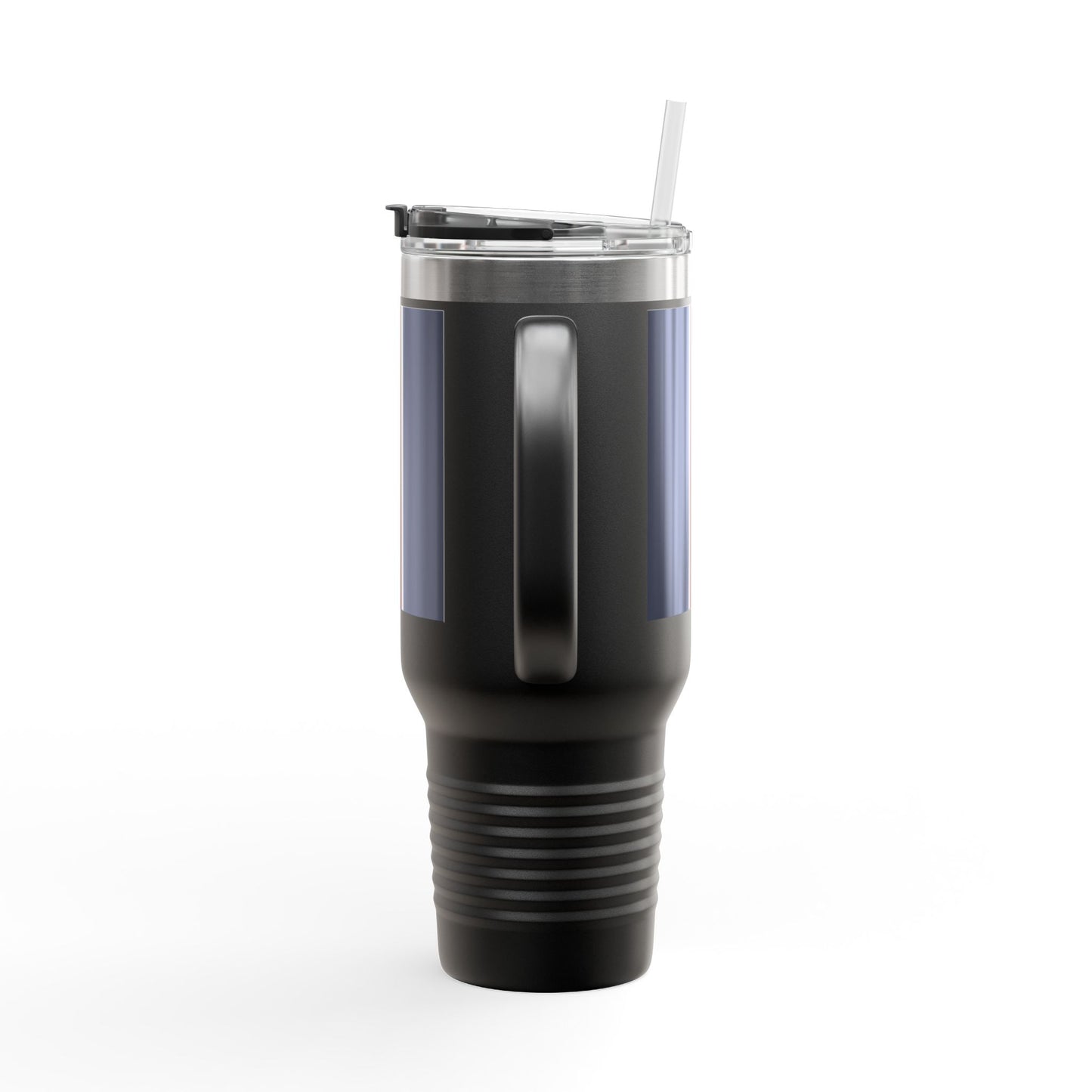 Lunar Midnight & Red-White Striped Stylish Insulated Travel Mug - Perfect for Adventure Seekers | 40oz Hot & Cold Beverage Container