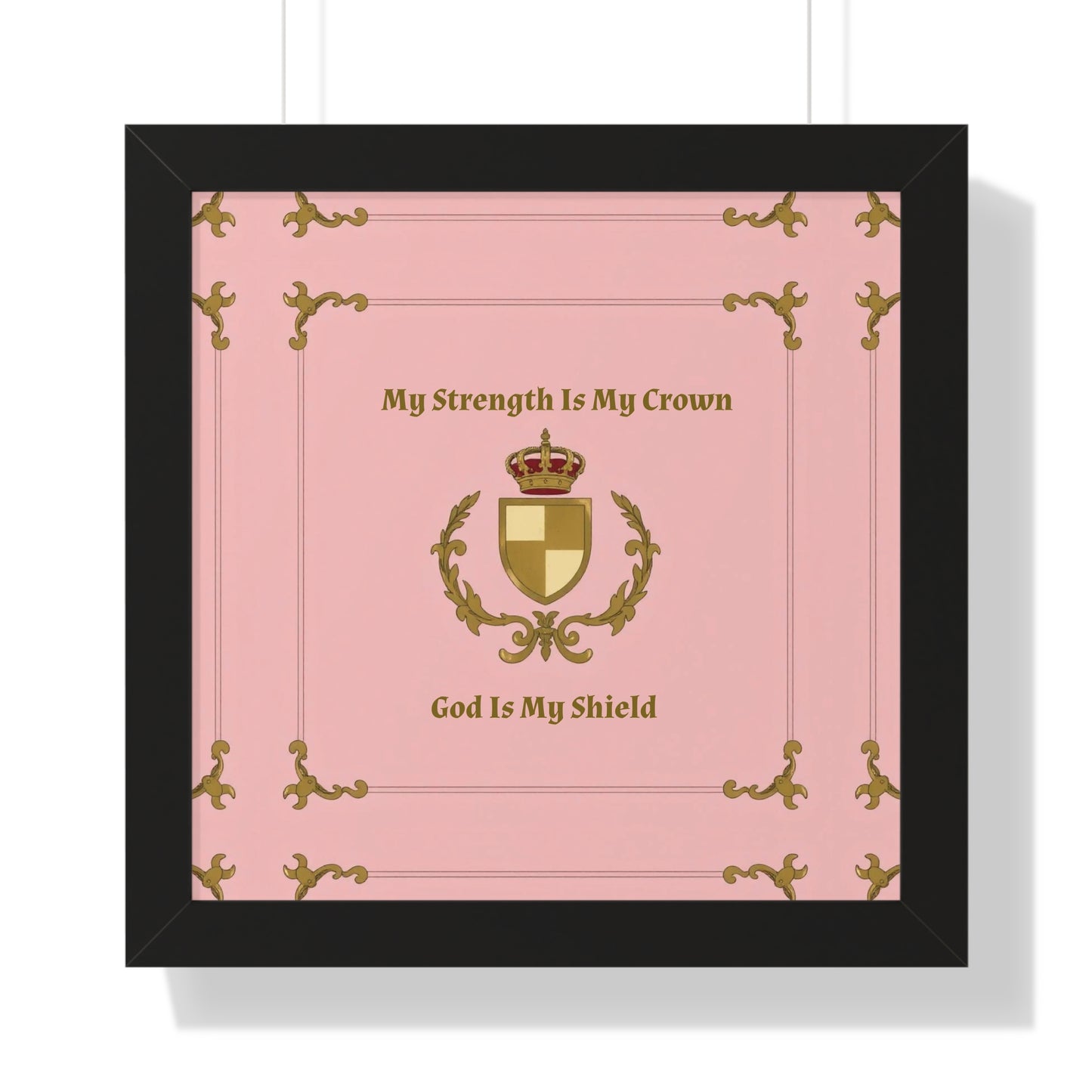 Crest & Crown Spiritual Quote Empowering Framed Poster, Inspirational Wall Art, Crown Design, Home Decor, Motivational Gift, Bible Verse Decoration