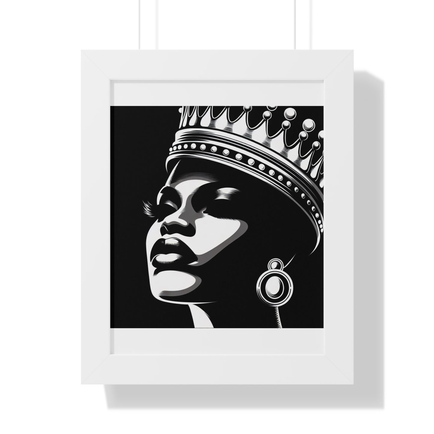 Elegant Crowned Queen Wall Art, Framed Vertical Poster, Home Decor, Modern Wall Art, Gift for Her, Inspirational Art