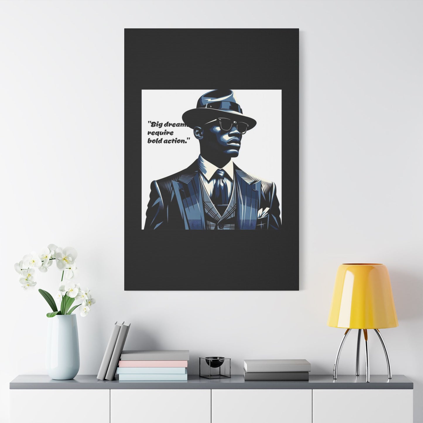 Afro Art Print Canvas, Wall Decor, Satin Stretched Canvas, African American Art, Office Decor, Home Decor - "Big dreams require bold action."