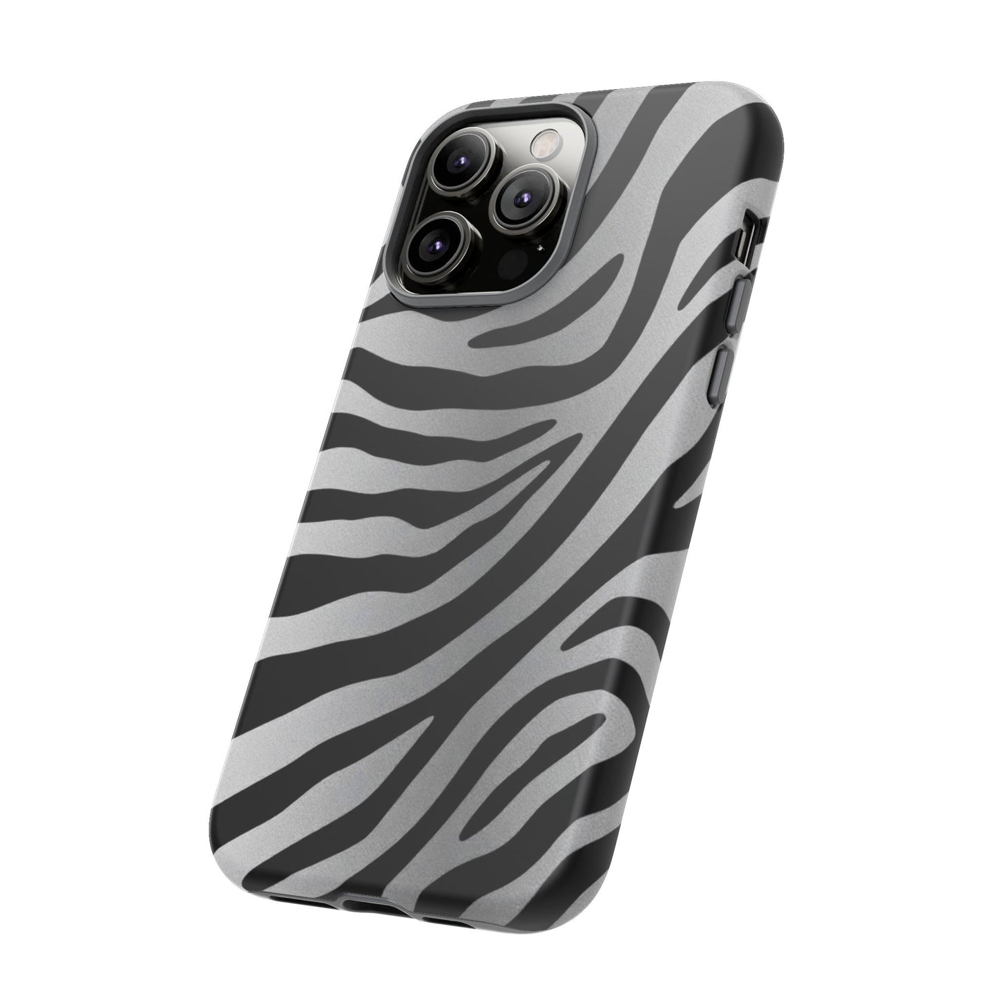 Zebra Print Tough Phone Case - Silver