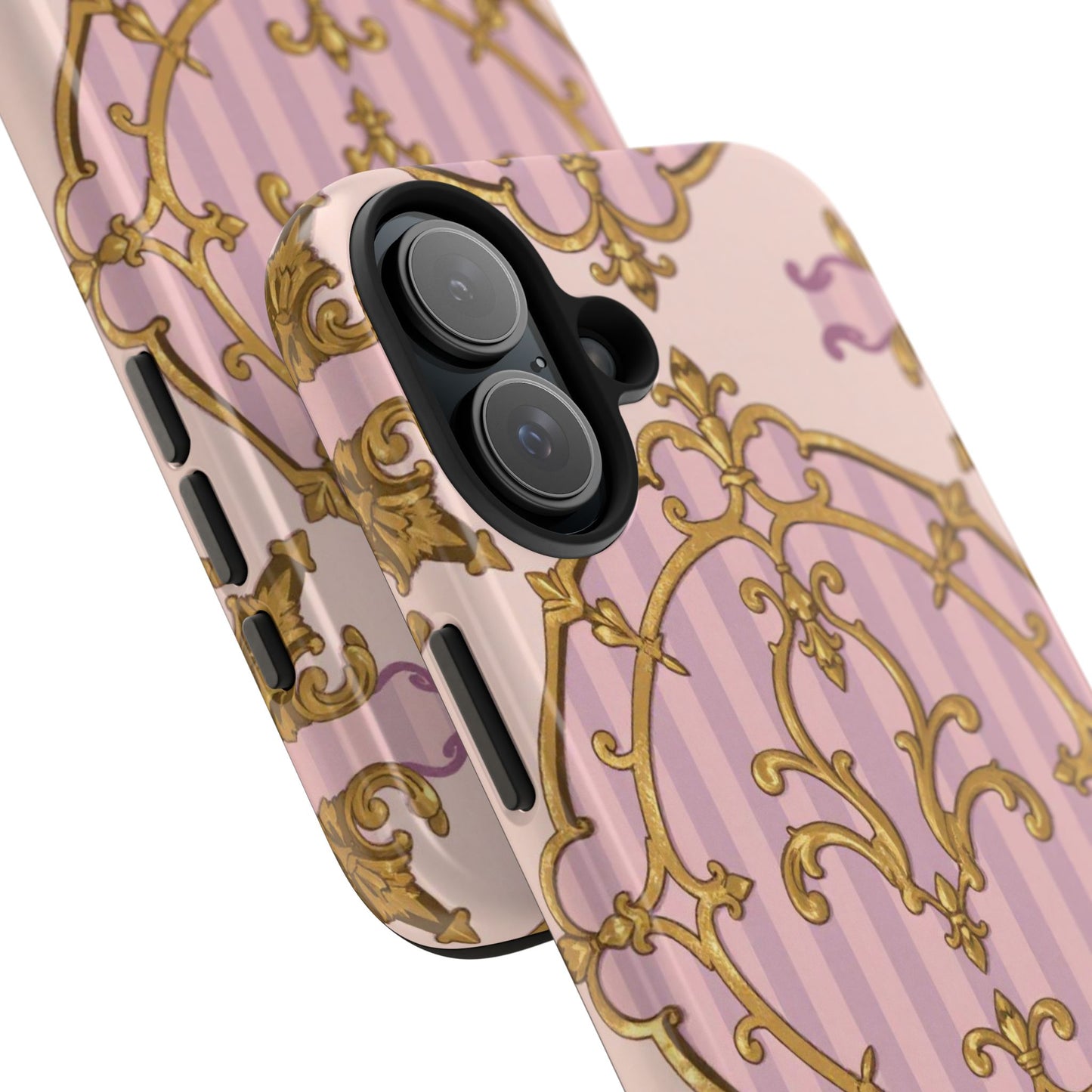 Elegant Vintage Phone Case, Tough Phone Case, Lavender & Alabaster Striped Gold Baroque Phone Cover, Stylish Phone Protector, Gift for Her
