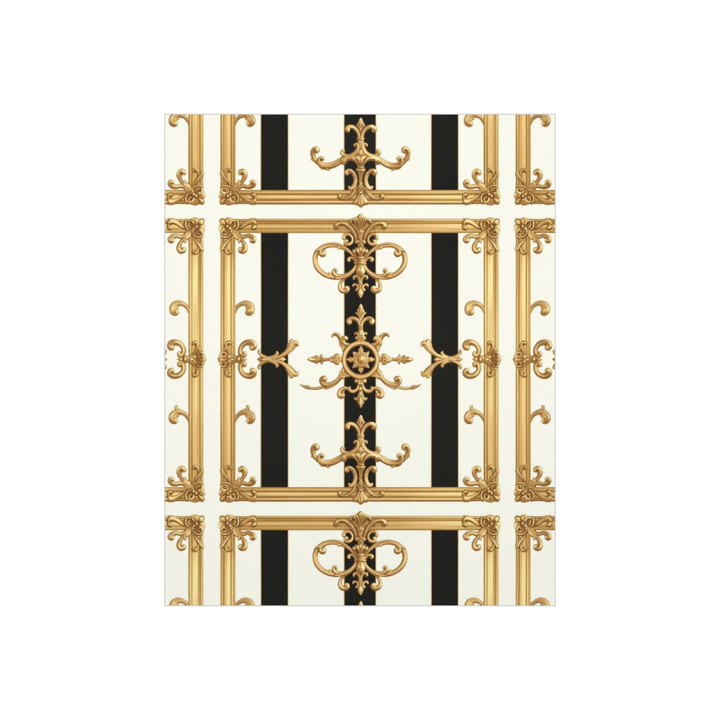 Elegant Foam Board Wall Art, Decorative Display, Home Decor, Office Decor, Visual Boards, Art Displays - Black & White Striped Gold Baroque