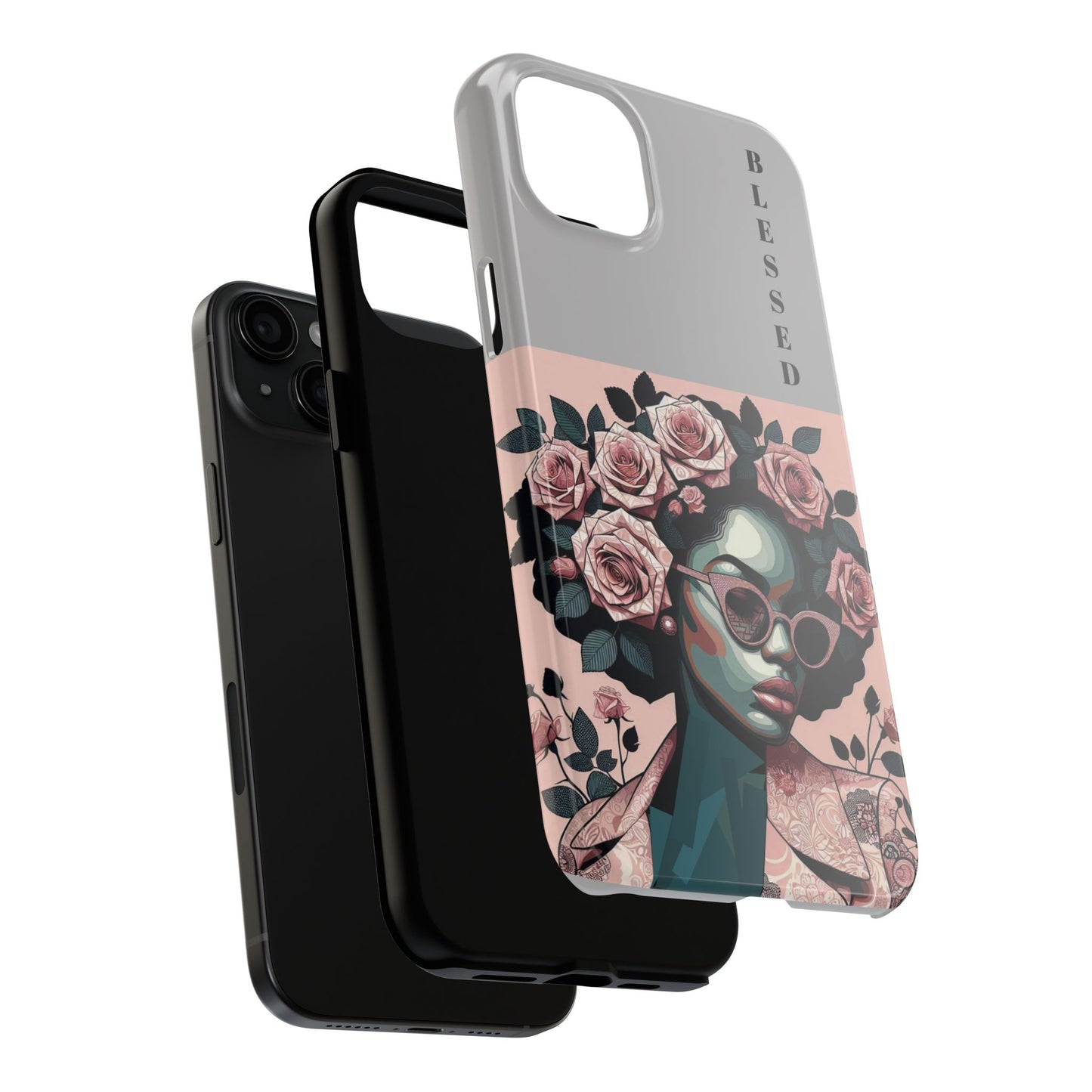 Blessed Floral Tough Phone Cases | Unique Gift for Her, Gift for Mom, Stylish Protection, Birthday Present, Black Girl Art