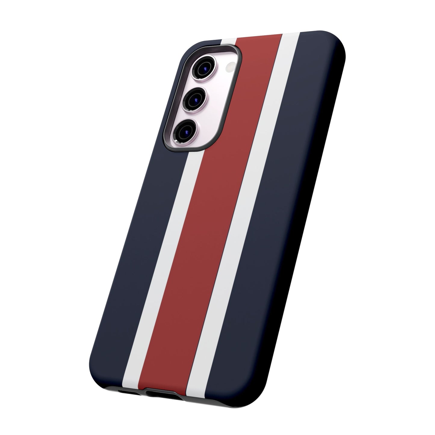 Lunar Midnight & Red-White Striped Stylish Phone Case - Tough Cases, Custom iPhone Cover, Sleek Phone Accessories, Gifts for Him/Her
