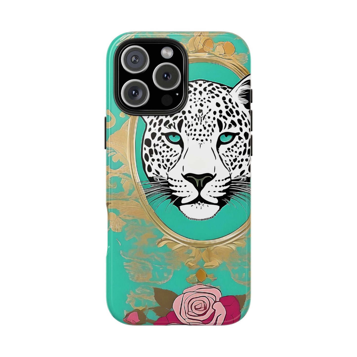 Leopard Tough Phone Case - Trendy Floral Design for Animal Lovers - Leopard & Rose