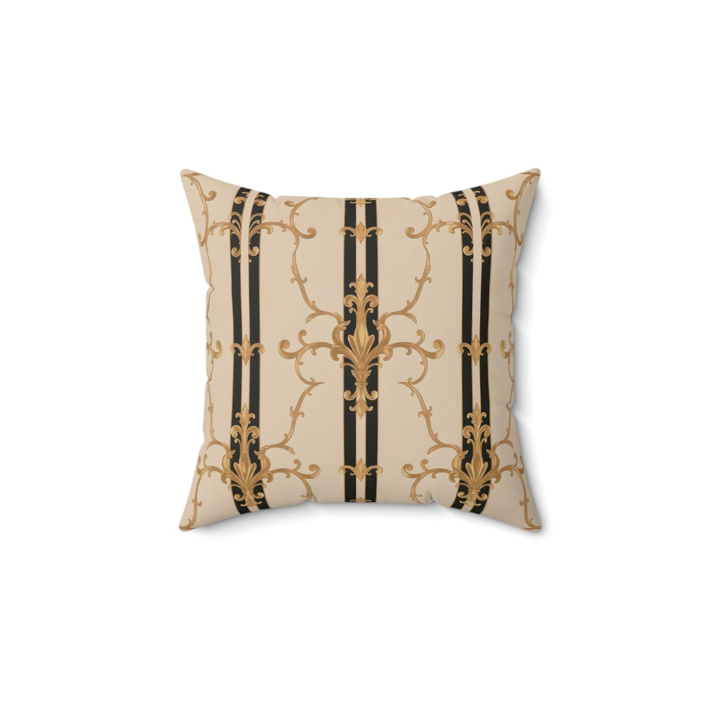 Elegant Decorative Pillow, Stylish Home Decor, Luxurious Throw Cushion, Gift for Her, Bedroom Accent - Black & Beige Striped Damask