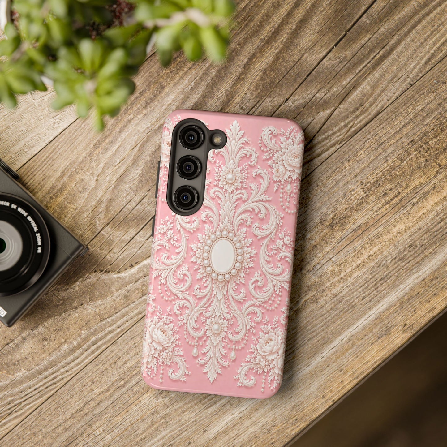 Pink Rococo Elegant Floral Tough Phone Case - Pink Vintage Design