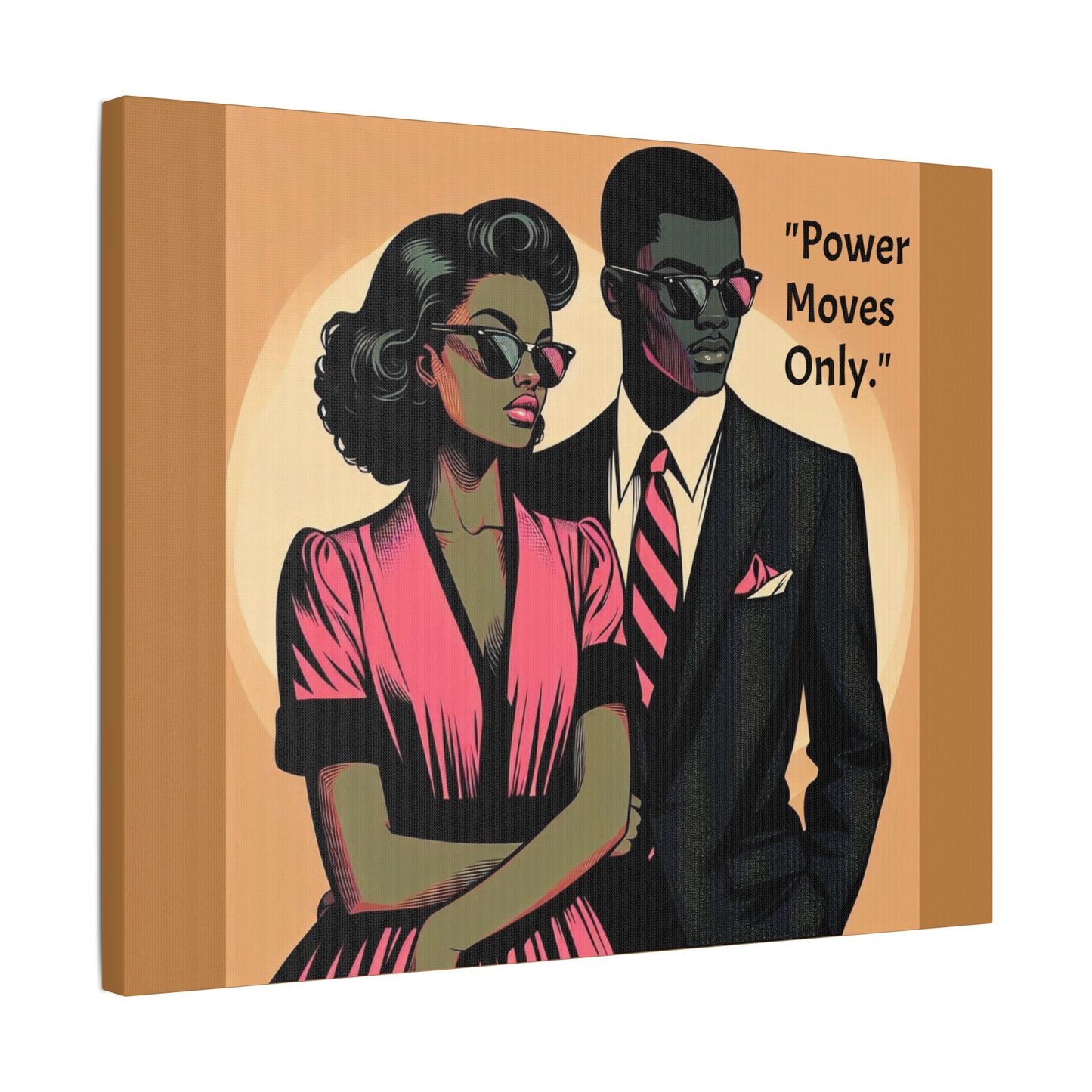 Afro Art Print Canvas, Wall Decor, Satin Stretched Canvas, African American Art, Office Decor, Home Decor - "Power Moves Only."