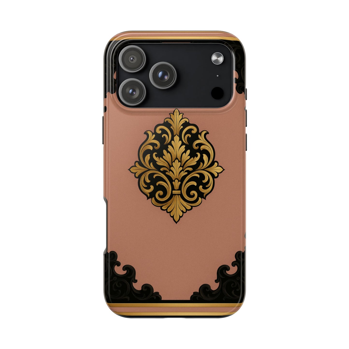 Mauve & Black-Gold Baroque Tough Phone Case — Ornate Protective iPhone Cover