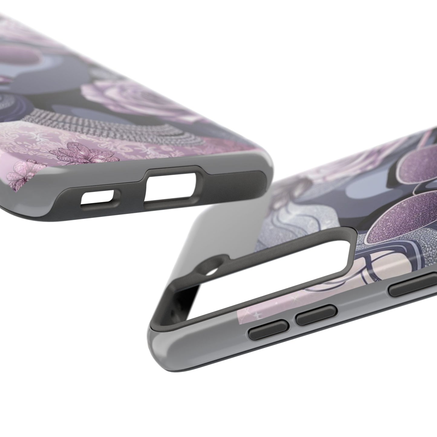 Glamorous Floral Tough Phone Case - Chic Protection for Trendsetters - Lilac & Lavender