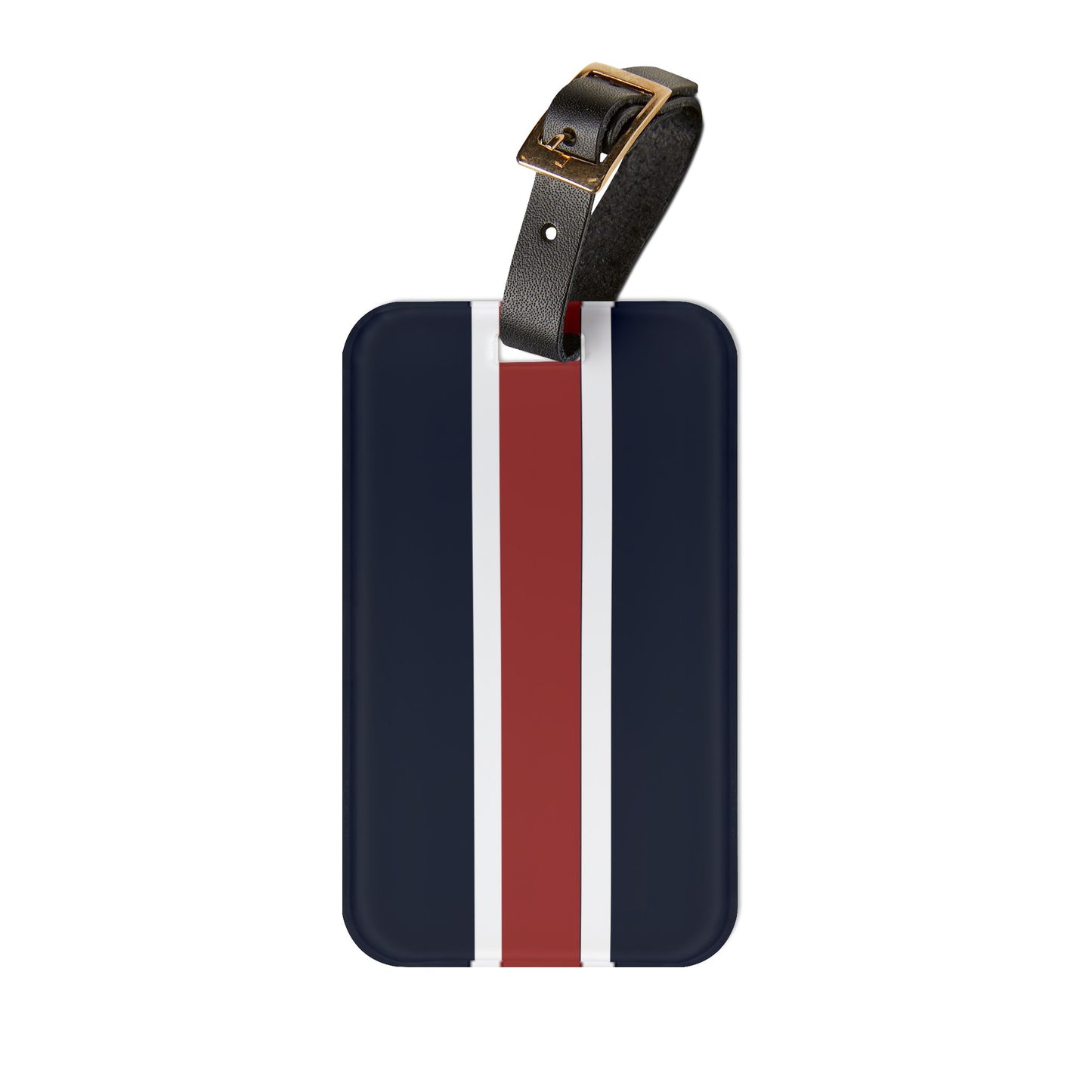 Lunar Midnight & Red-White Striped Stylish Luggage Tag, Personalized Travel ID, Perfect Gift for Travelers, Unique Baggage Tag, Vacation Essentials, Carry-On Accessory