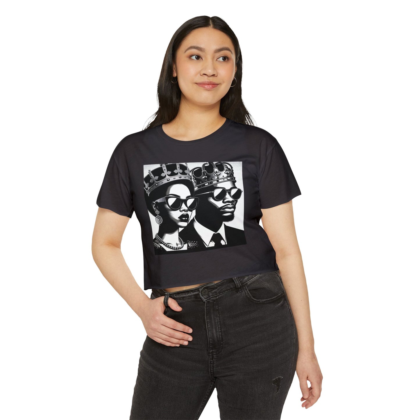 Crowned Kings Festival Crop Top | Stylish Women's Summer Tee, Music Festival Shirt, Streetwear, Boho Chic, Unique Graphic Top