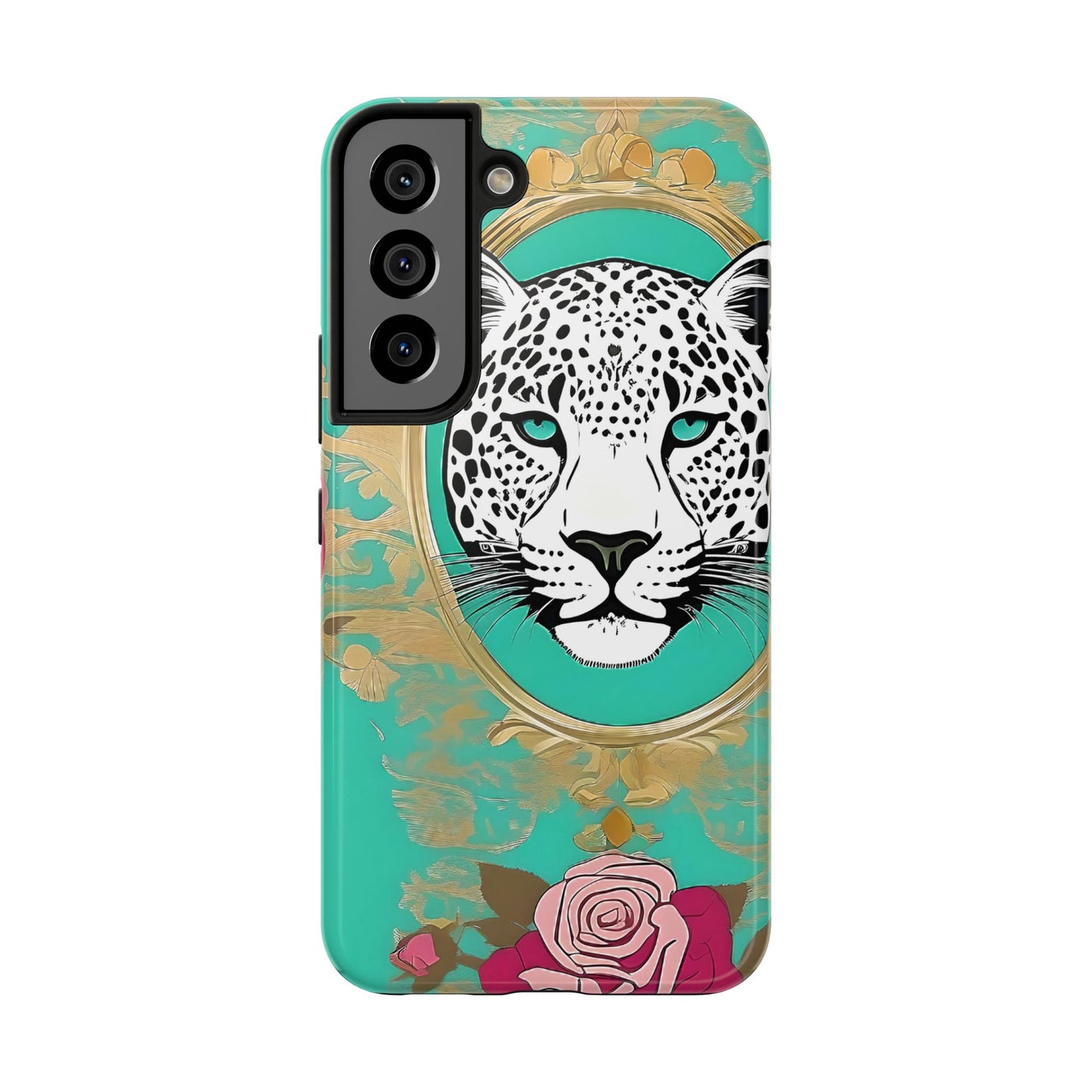 Leopard Tough Phone Case - Trendy Floral Design for Animal Lovers - Leopard & Rose