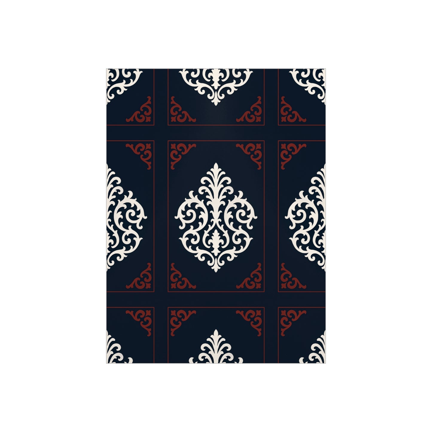 Dusk Blue-Maroon & White Baroque Foam Board Wall Art — Blue, White & Maroon Pattern