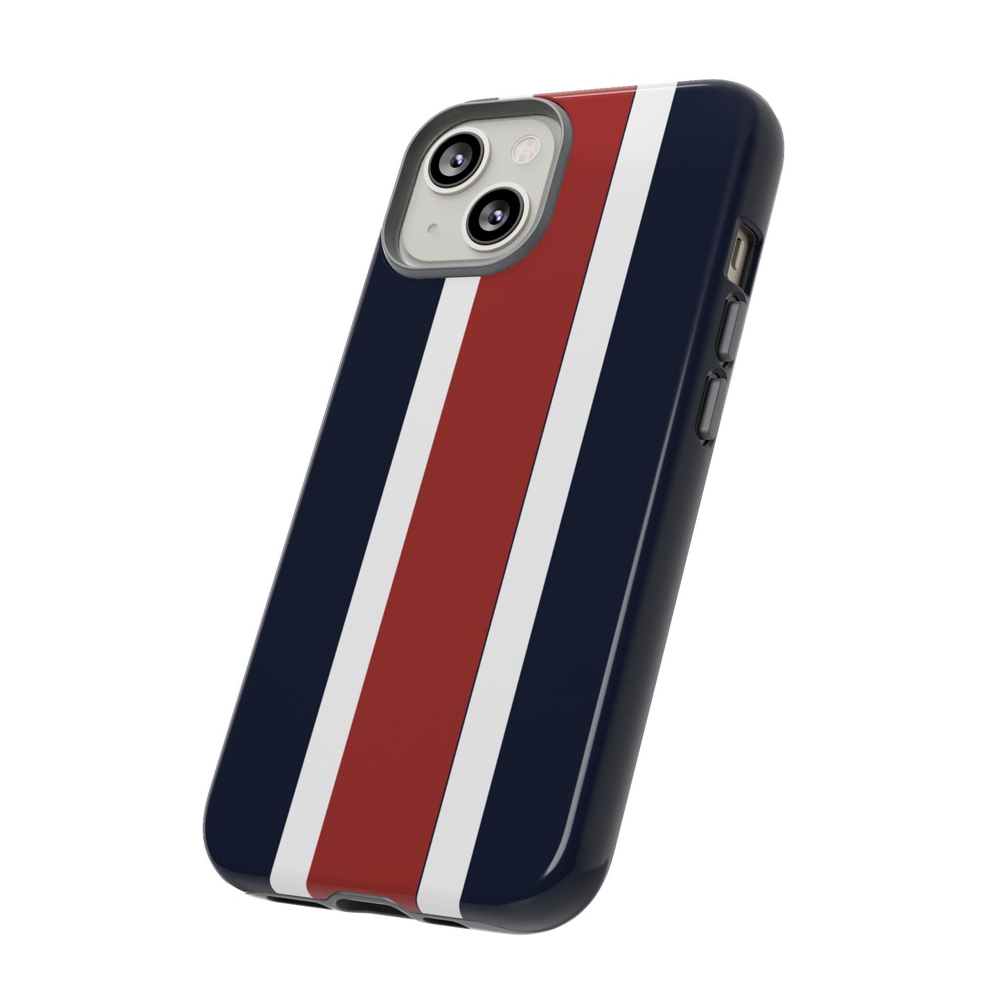 Lunar Midnight & Red-White Striped Stylish Phone Case - Tough Cases, Custom iPhone Cover, Sleek Phone Accessories, Gifts for Him/Her