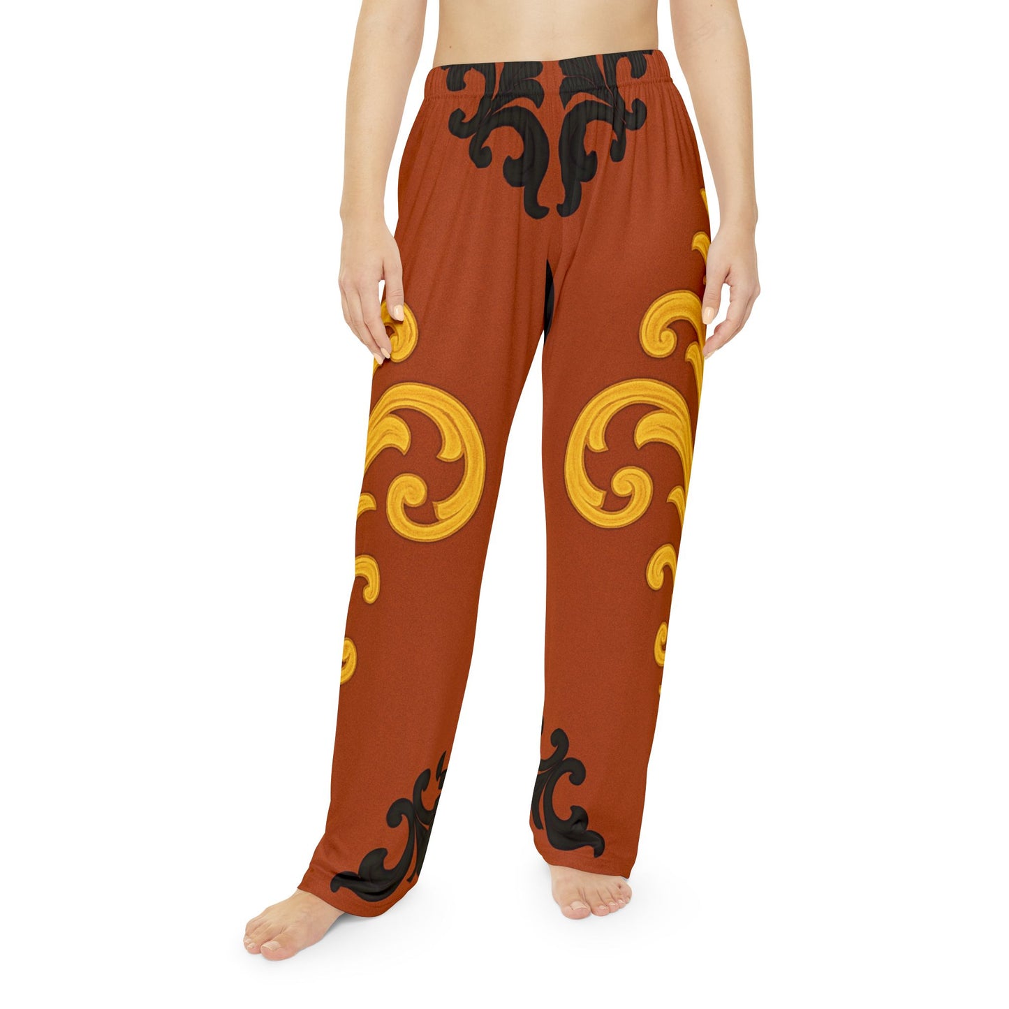 Dusk Terracotta Baroque Pajama Pants — Women's Luxe Lounge Sleepwear