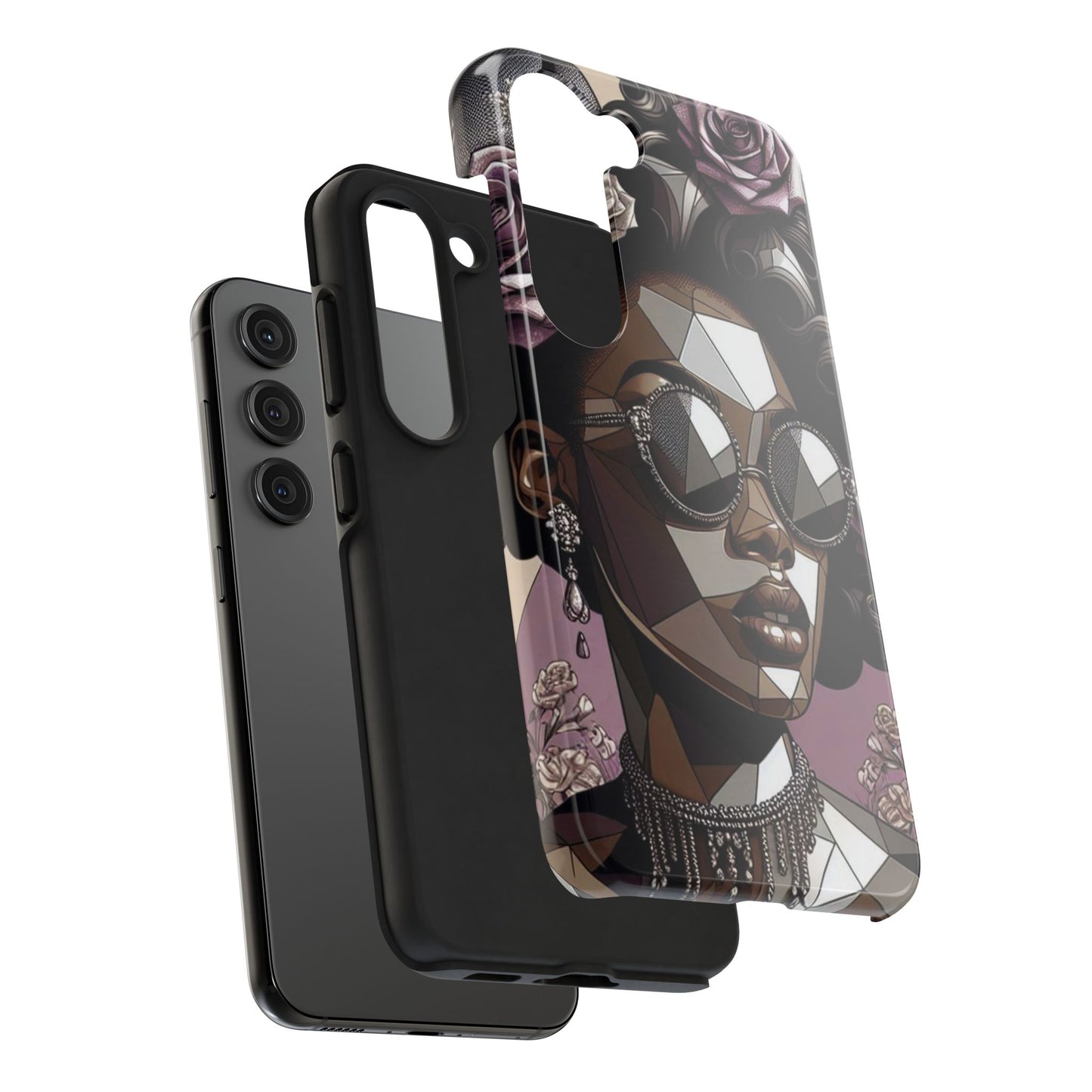 Chic Geometric Phone Case, Stylish Tough Case for Women, Unique Gift, Floral Design, Modern Accessories for Everyday Use - Lilac Baroque Lady