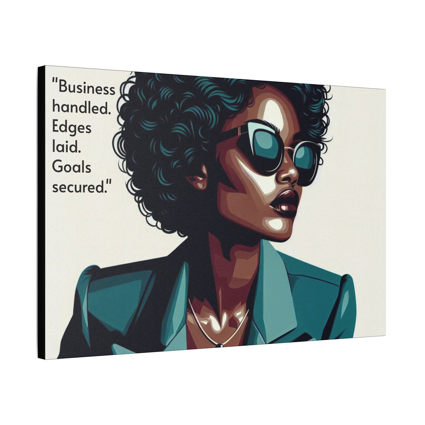 Afro Art Print Canvas, Wall Decor, Satin Stretched Canvas, African American Art, Office Decor, Home Decor - "Business handled."