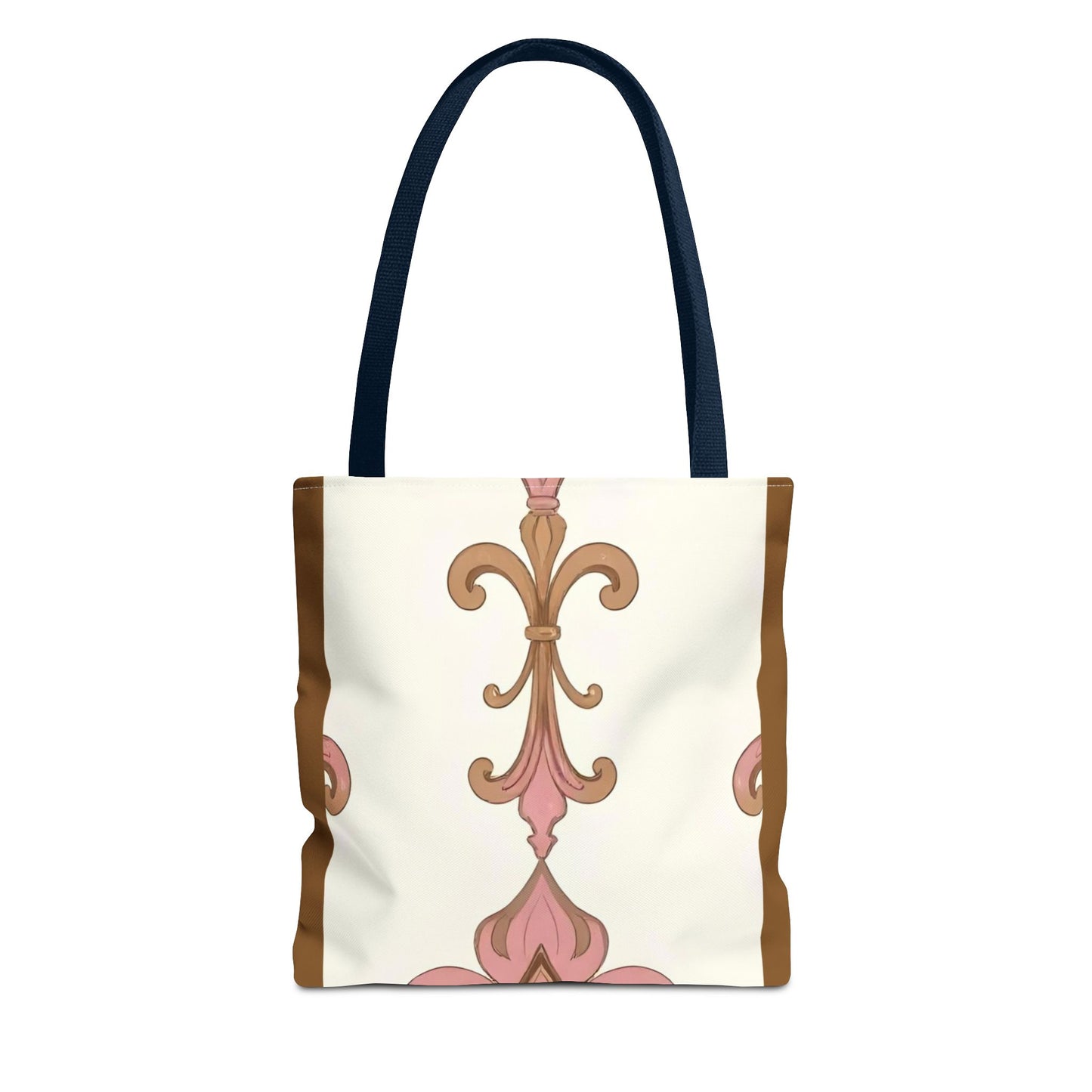 Elegant Floral Tote Bag - Perfect for Everyday Use, Shopping, Gifts, Summer Outings, and Special Occasions - Brown Striped Pink Arabesque