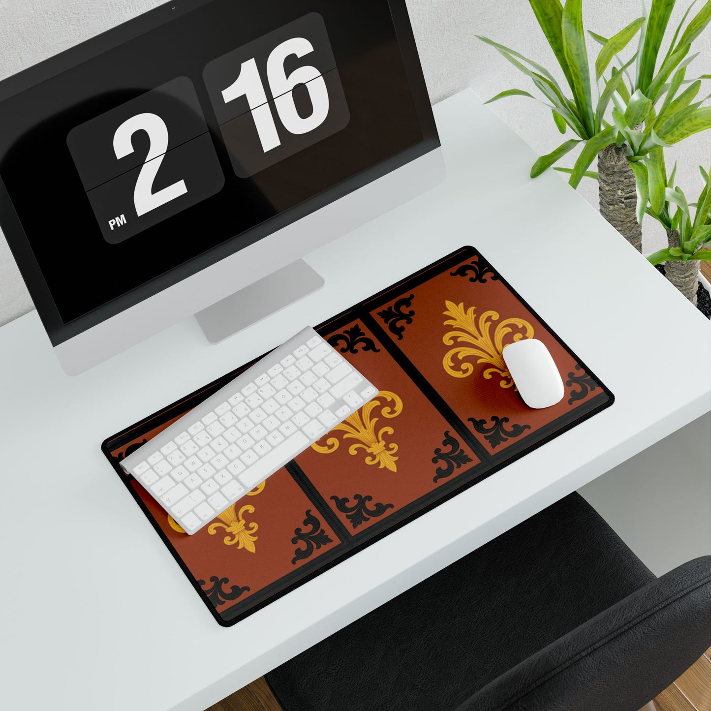 Dusk Terracotta Baroque Victorian Desk Mat — Ornate Gaming/Office Desk Pad