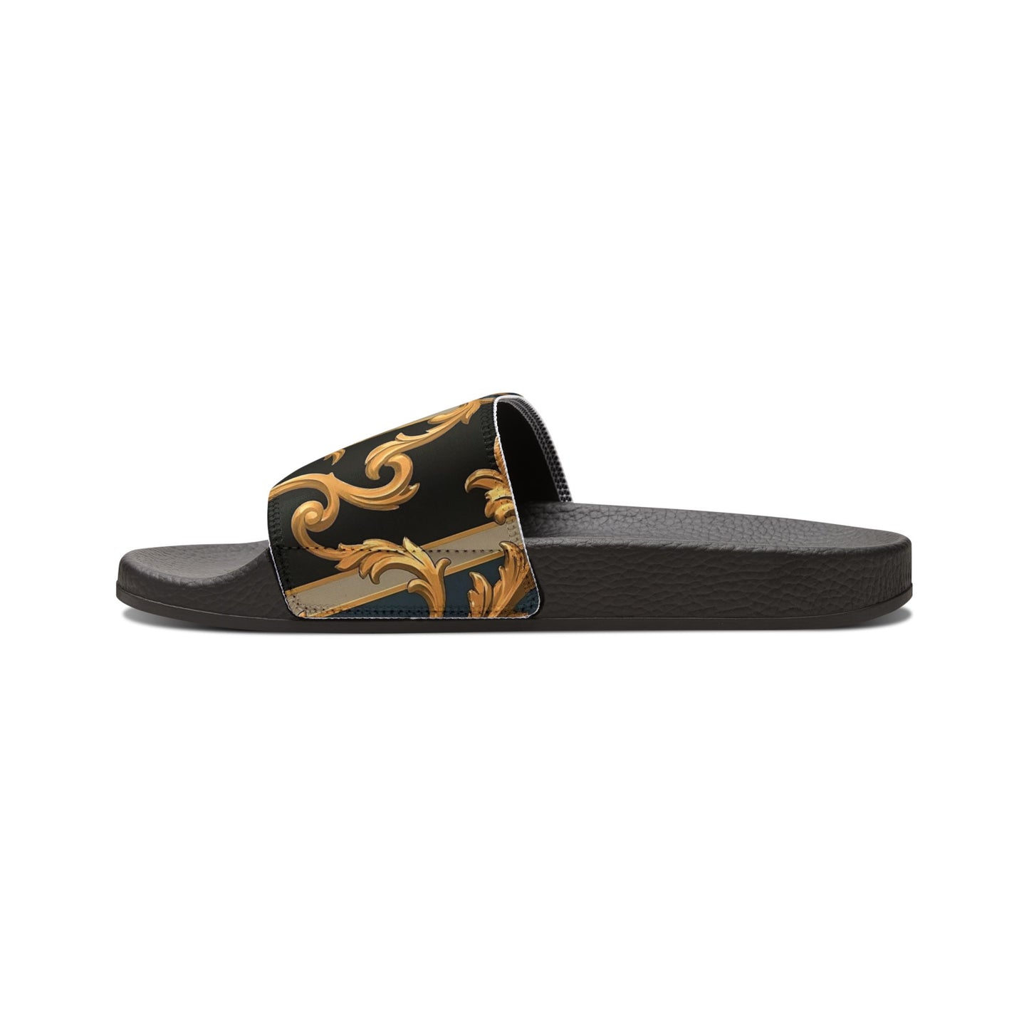 Chic Women's Removable-Strap Sandals, Trendy Summer Footwear, Elegant Slide Sandals, Beachwear - Blue & Black Striped Rococo