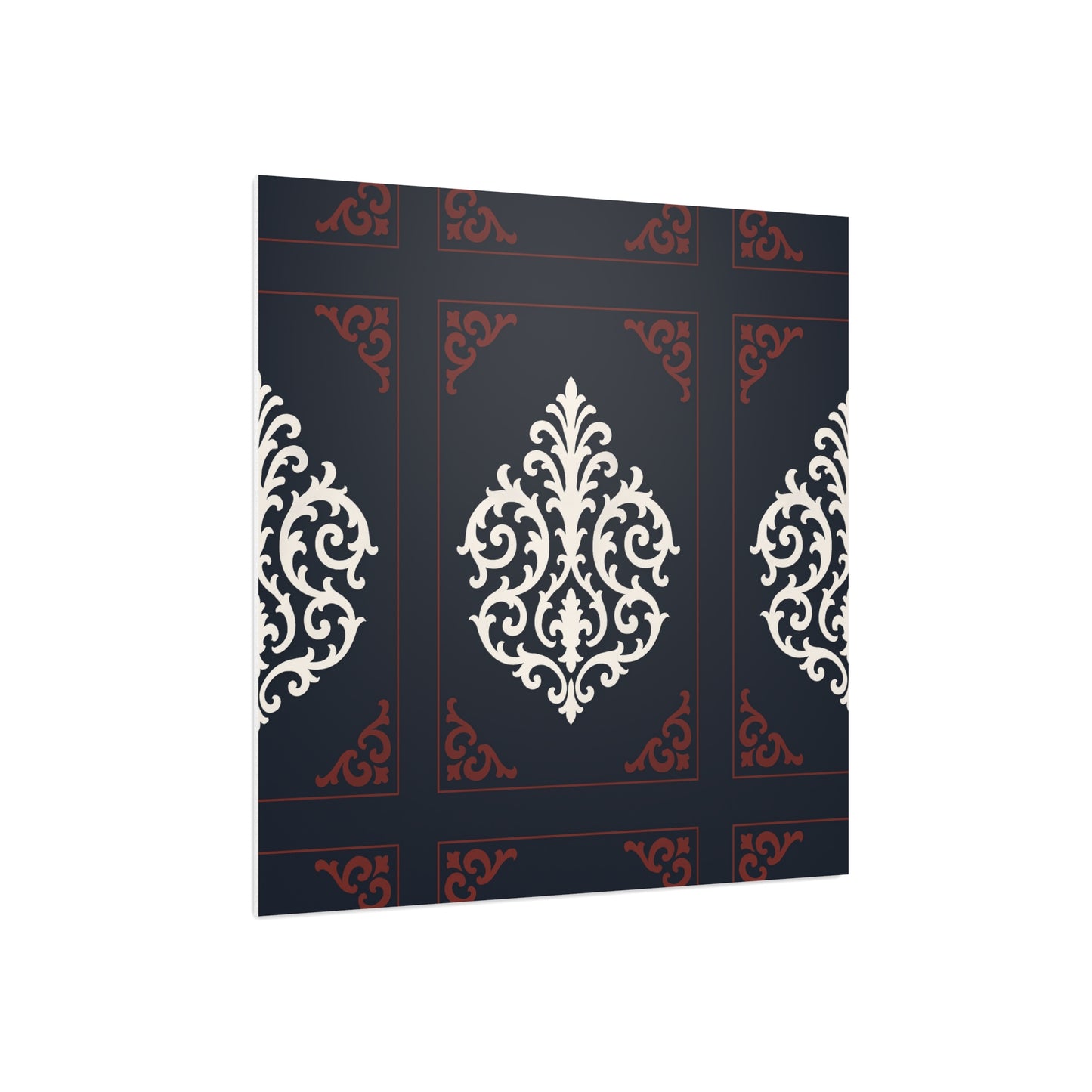 Dusk Blue-Maroon & White Baroque Foam Board Wall Art — Blue, White & Maroon Pattern
