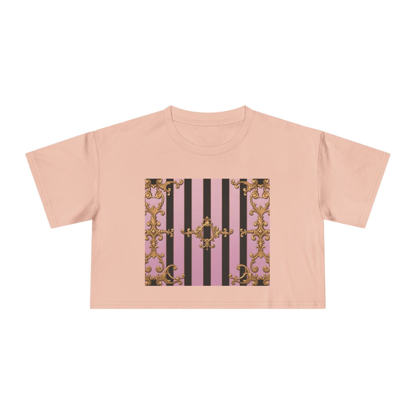 Chic Baroque Women's Crop Tee, Boho Style Top, Casual Summer Shirt, Trendy Gift for Her, Stylish Crop Top for Festivals & Everyday