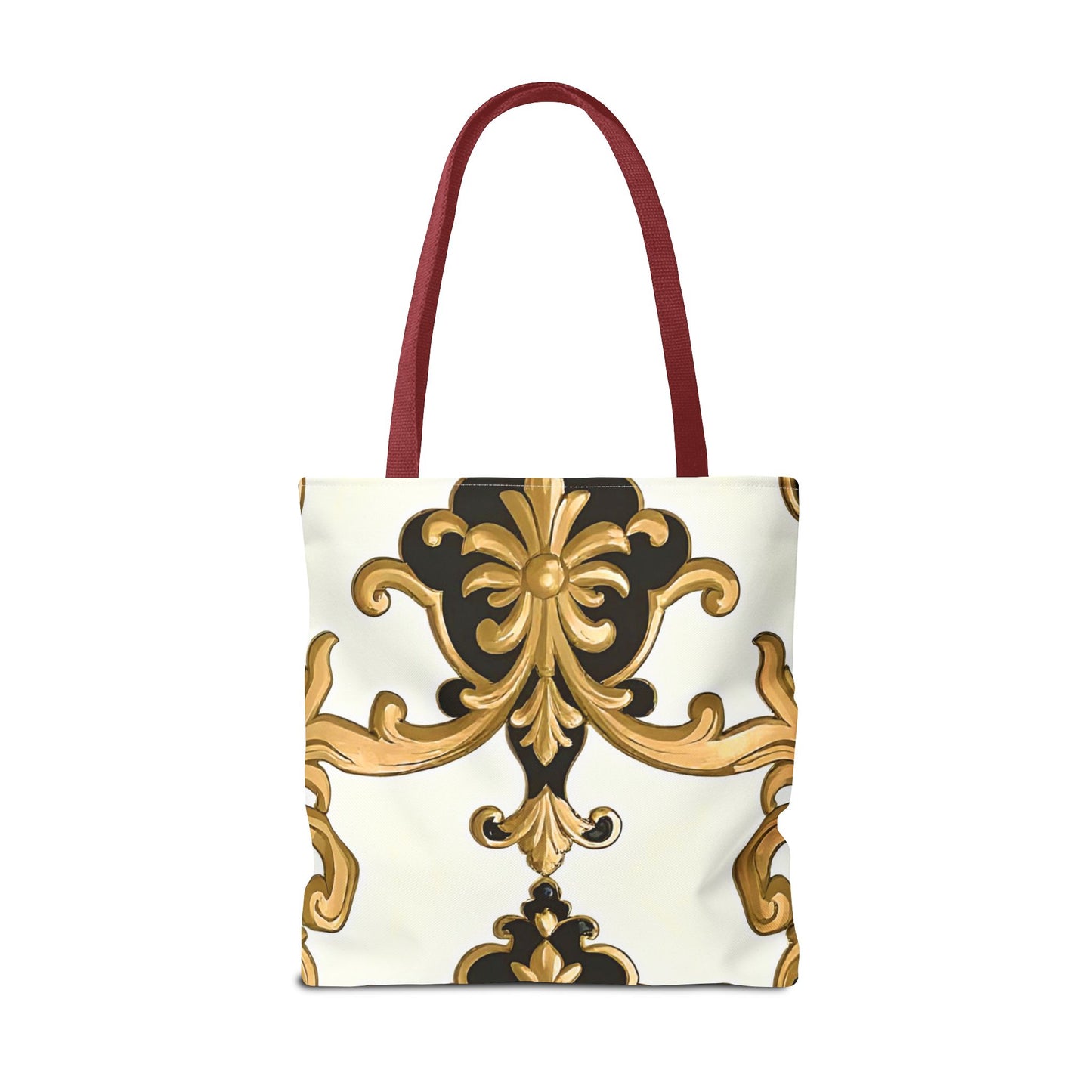 Elegant Floral Tote Bag | Stylish Reusable Bag for Everyday Use, Gift for Her, Shopping, Beach, Travel, Eco-Friendly - Black & Gold Rococo