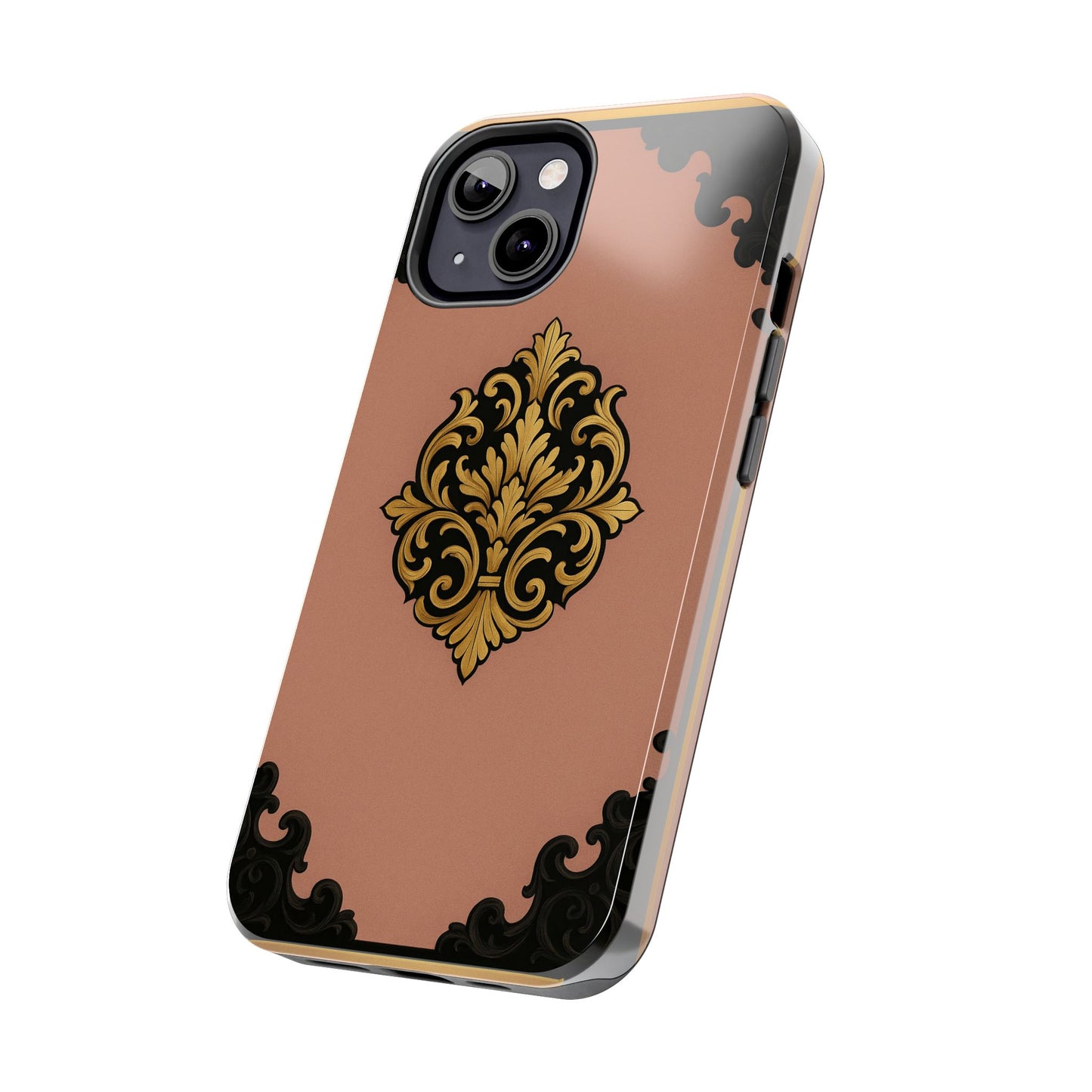 Mauve & Black-Gold Baroque Tough Phone Case — Ornate Protective iPhone Cover
