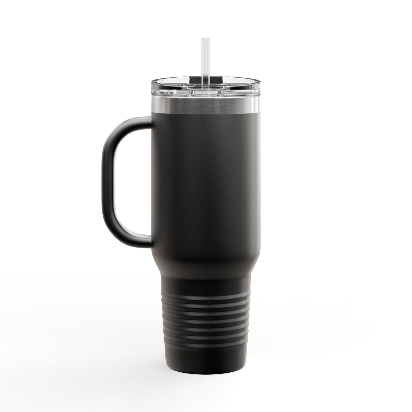 Elegant Black & Mauve Striped Gold Baroque Insulated Travel Mug, 40oz | Stylish Striped Travel Cup | Perfect for On-the-Go | Great Road Trips, and Work