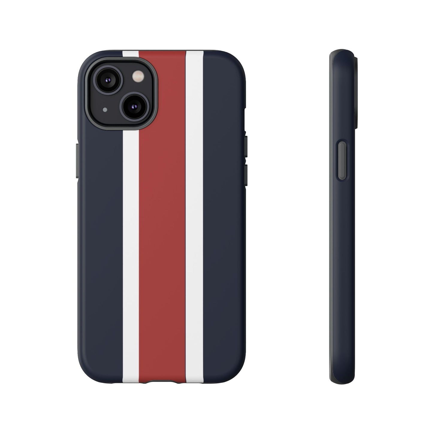 Lunar Midnight & Red-White Striped Stylish Phone Case - Tough Cases, Custom iPhone Cover, Sleek Phone Accessories, Gifts for Him/Her