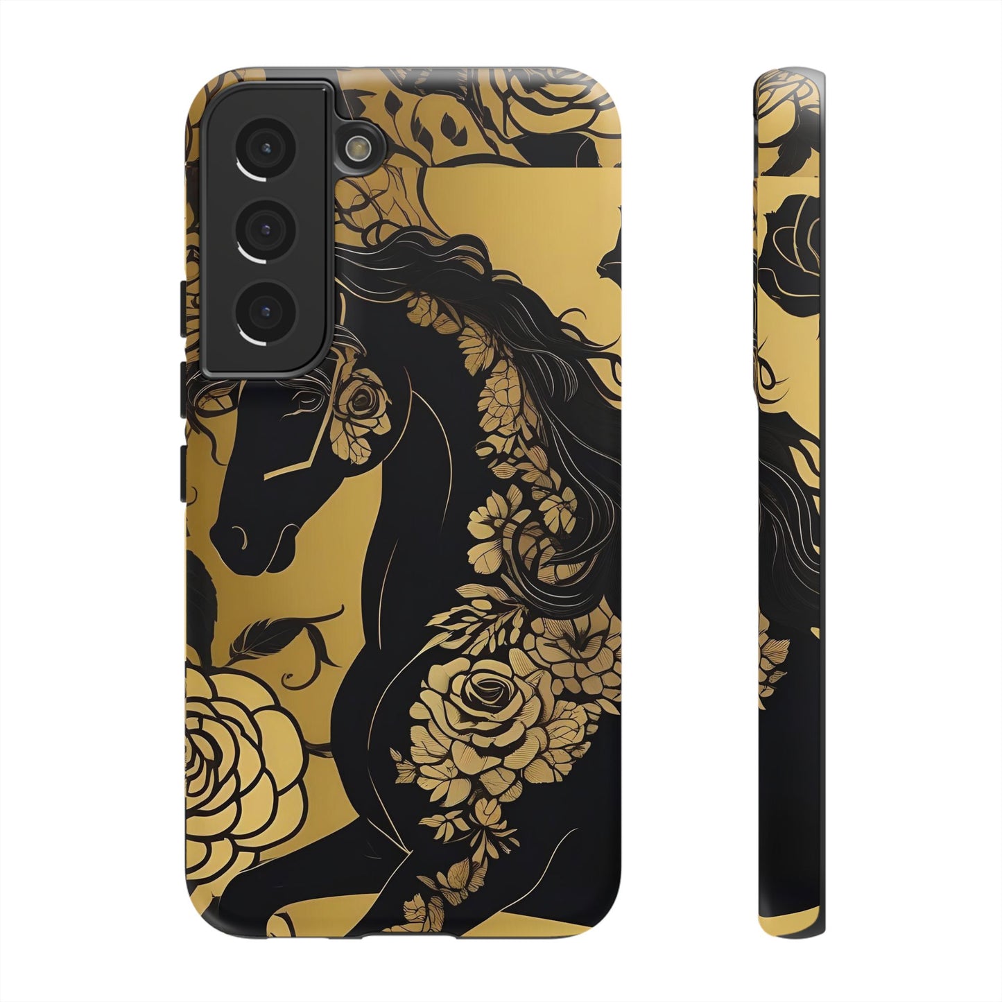 Phone Case - Elegant Horse & Roses Design
