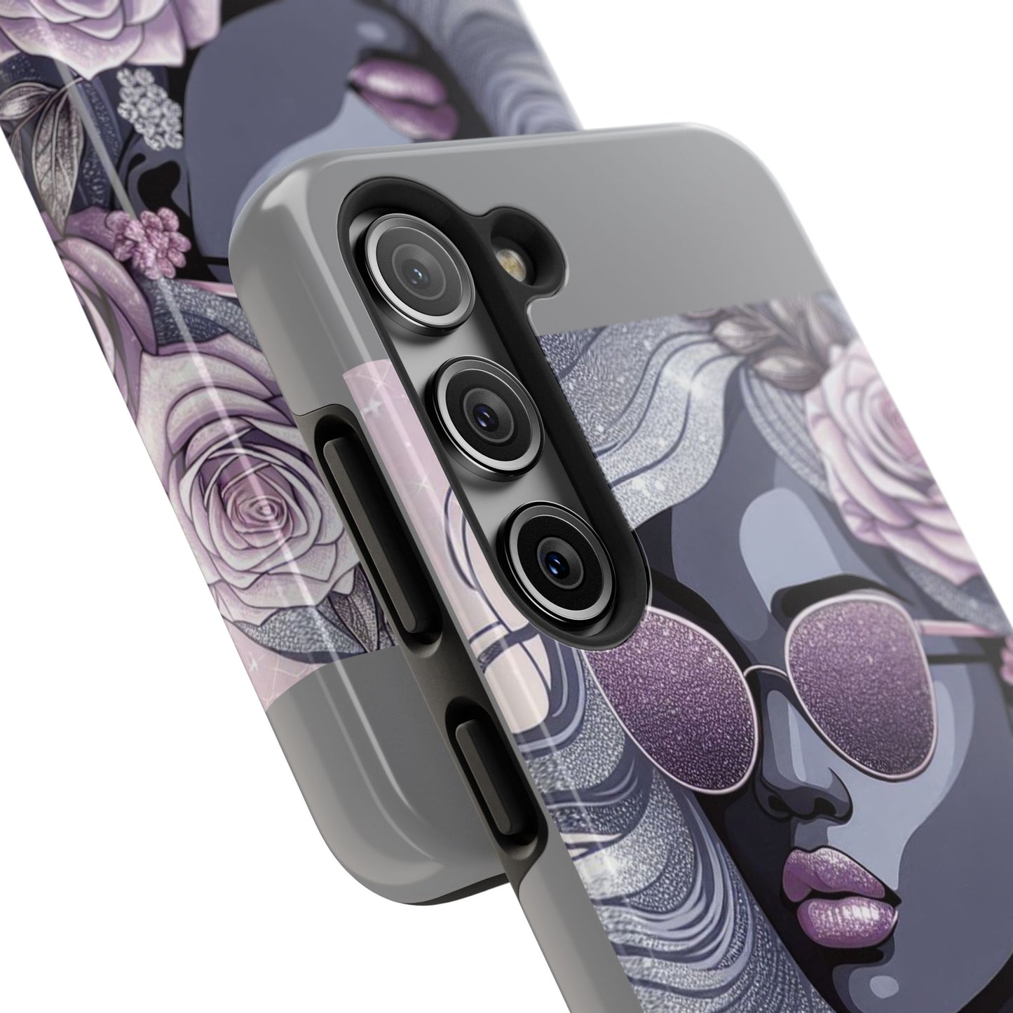 Glamorous Floral Tough Phone Case - Chic Protection for Trendsetters - Lilac & Lavender