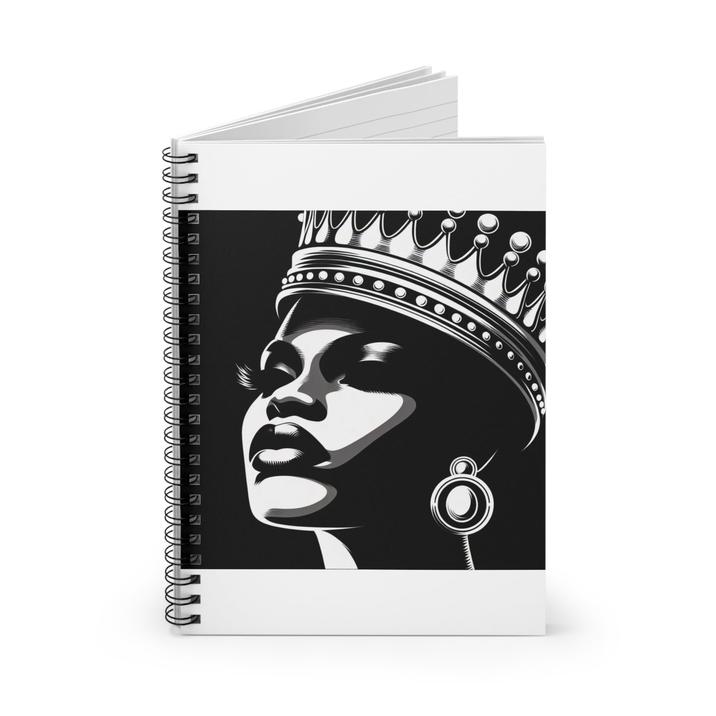 Elegant Crowned Queen Spiral Notebook - Ruled Lines, Inspiration Journal, Gift for Her, Birthday Present, Art Lovers, Motivational Planner