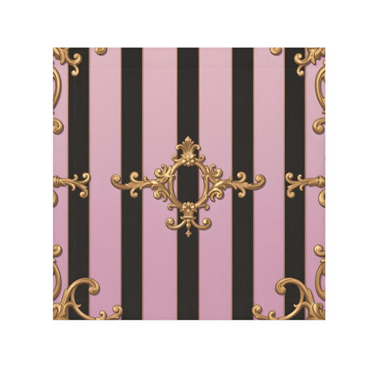 Elegant Decorative Face Towel - Luxurious Home Spa Accents, Gifts for Her, Bathroom Decor - Matte Lavender & Black Striped Gold Baroque