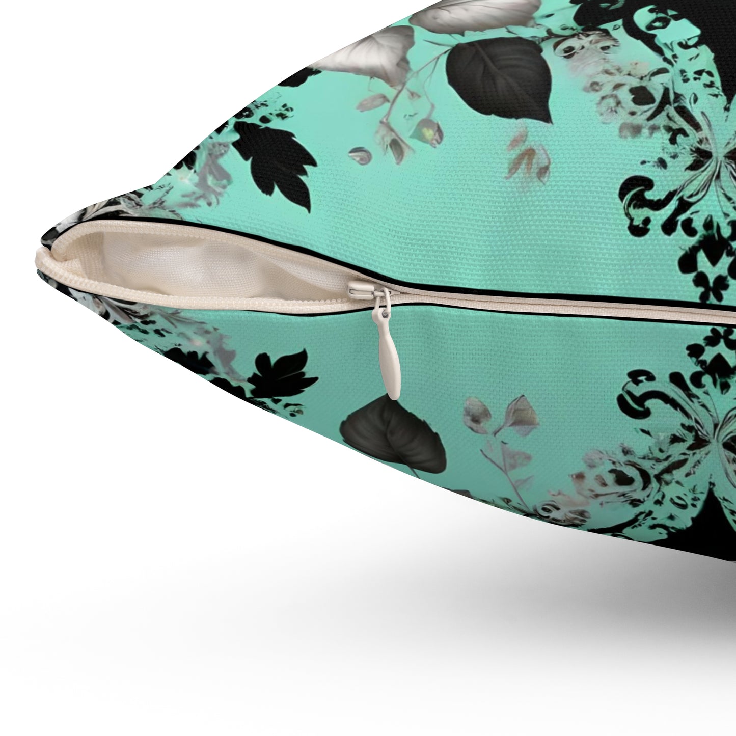 Floral Leopard Print Square Pillow – Chic Home Decor Accent - Mint Green Leopard
