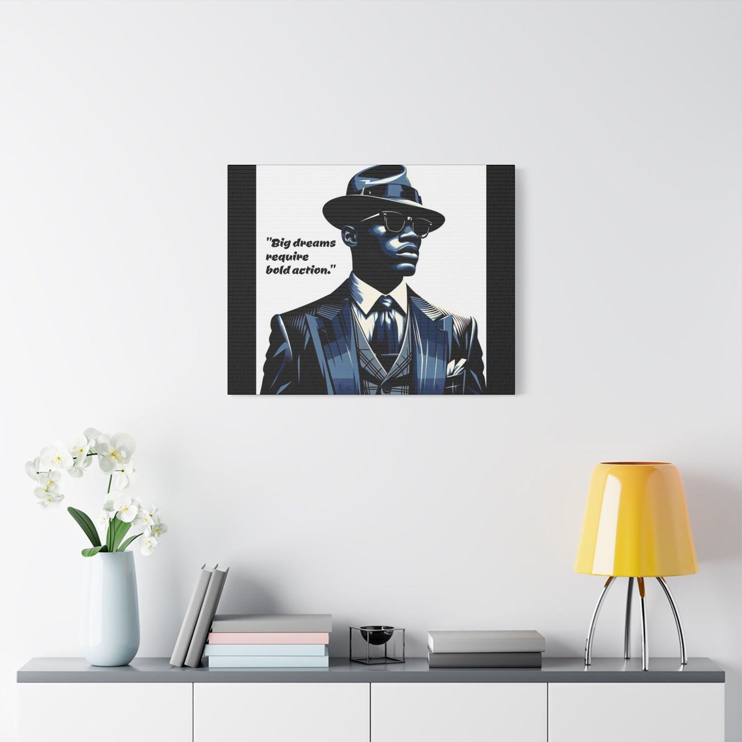 Afro Art Print Canvas, Wall Decor, Satin Stretched Canvas, African American Art, Office Decor, Home Decor - "Big dreams require bold action."